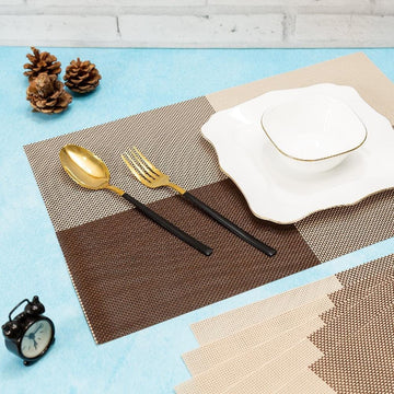 Malakos Triax 6 Washable Table Mat Set (Chess Brown & Multicolor)